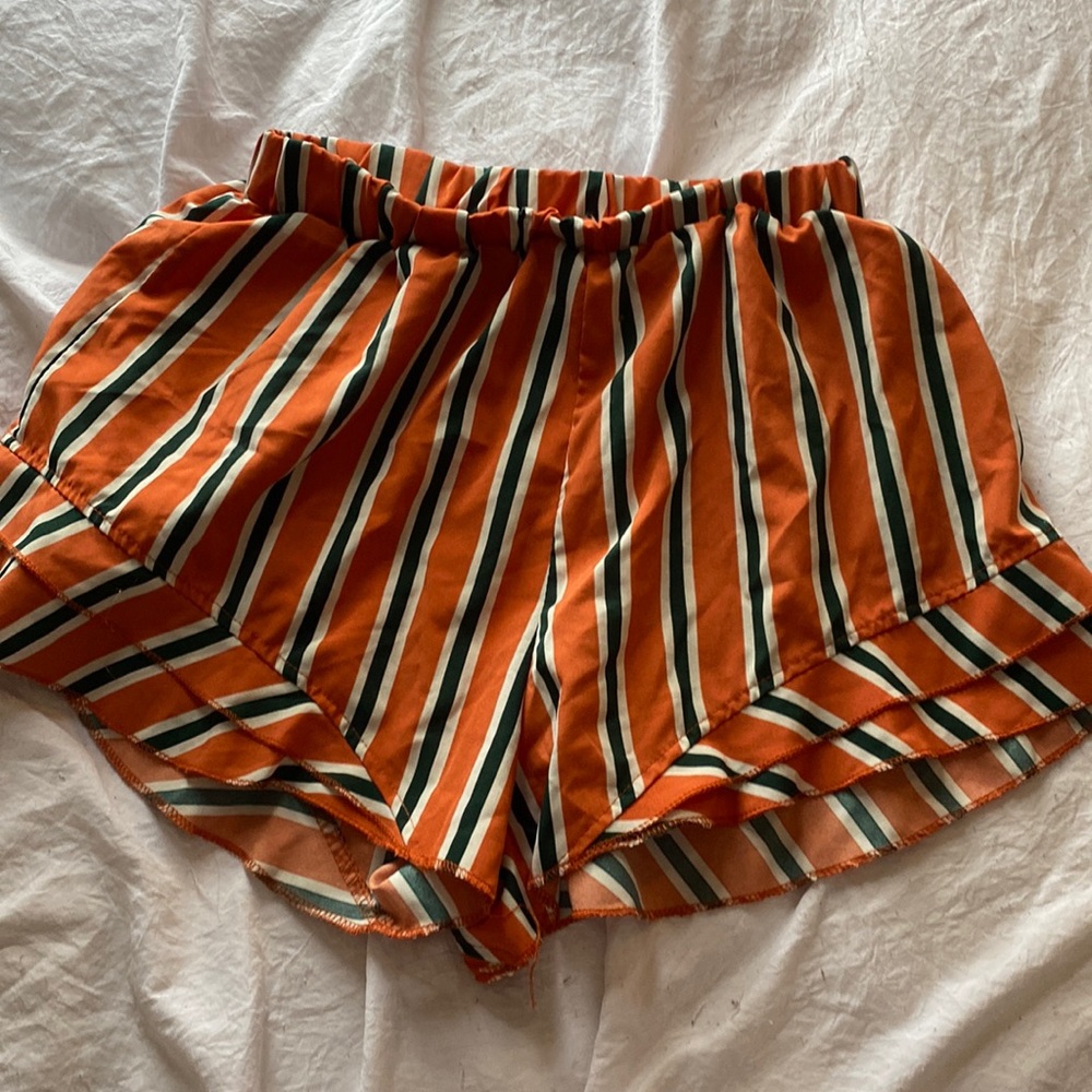 Orange and green shorts flowy